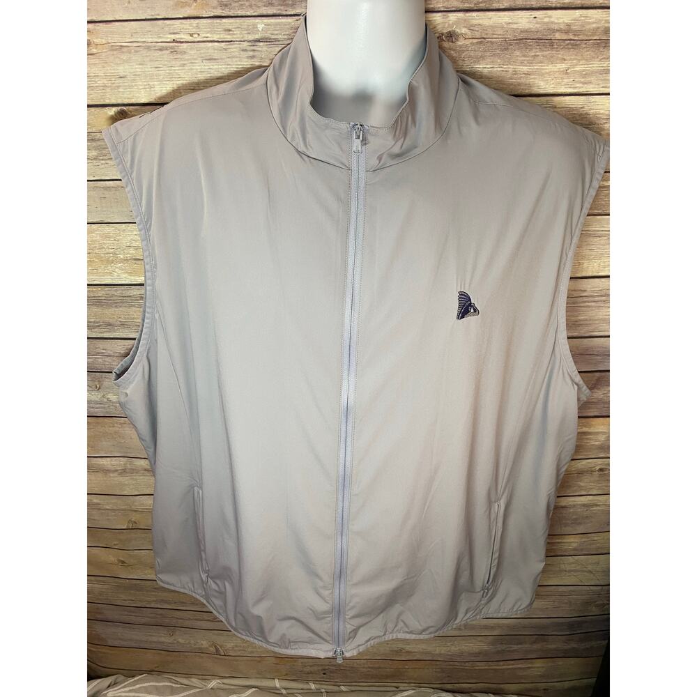 Johnnie-O Vest Men’s 2XL Gray Full Zip Golf Softshell Nylon with Golf Club Crest